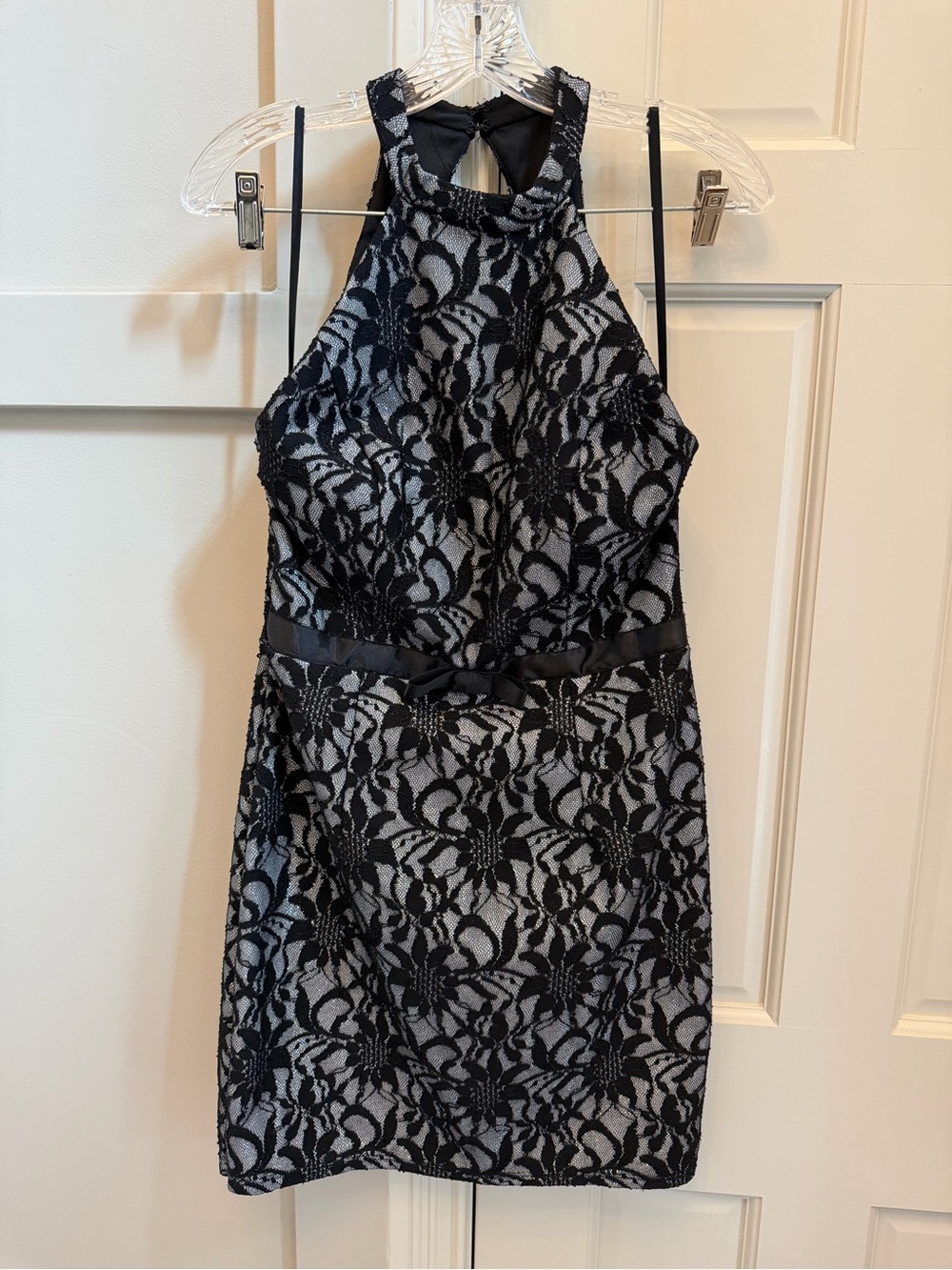 City Studio Black Lace Halter Mini Dress